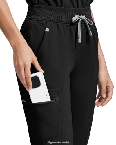 Image of Medical Scrubs for Women Pants, Soft Stretch & Breathable Joggers | Drawstring Womens Scrub Cargo Pants with 5 Utility Pockets, Bottoms Keep 12-Hour Shift Comfort for Healthcare Professionals