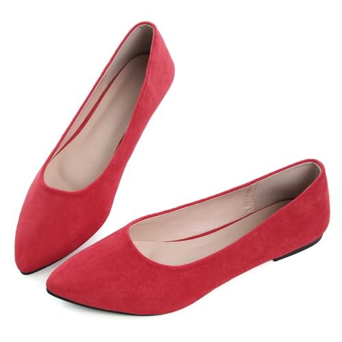 Image of Dear Time Women's Pointed Toe Ballet Flats Simple Casual Office Work Flats Slip-on Comfortable Shoes