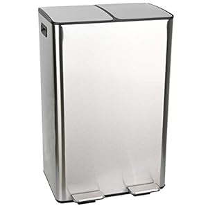 Ribelli Duo Mülleimer aus Edelstahl – 60 Liter (2x30L) -Mülltrennung, Mülltrennsysteme mit 2 Inneneimern, Treteimer, Abfalleimer, Müllbehälter, Papierkorb, Chrom