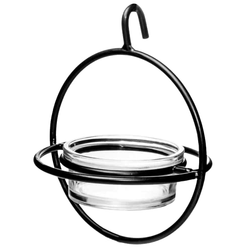 Monarch Abode Hanging Zazu Bird Feeder with Clear Glass Bowl & Perch, Matte Black Outdoor Bird Feeders for Outside Hanging, Birdfeeders for Outdoors Hanging Garden Patio Deck Yard