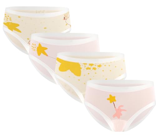 Panegy Seamless Briefs for Teen Girls Mid Waist Soft Underwear Printed Knickers 4 Pack 6-16 Years
