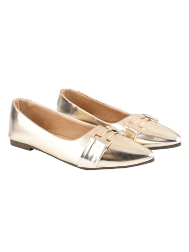 Shoetopia Pointed Toe Buckle Detailed Golden Bellies for Women & Girls (B0CKW8R2QT) Amazon Price History, Amazon Price Tracker
