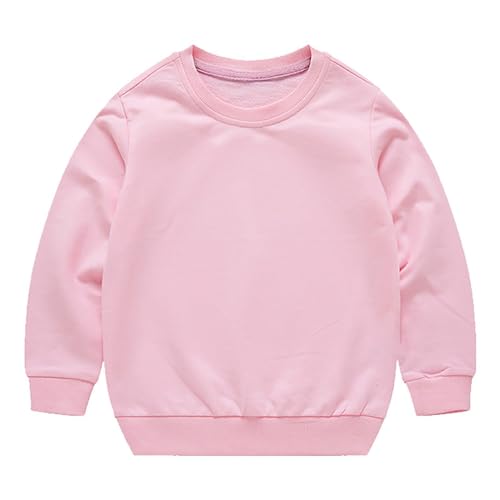 Kids Toddler Solid Color Cotton Sweatshirt Youth Boy Girl Long Sleeve Crewneck Sweatshirt Fall Winter Sport Clothes