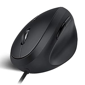 shoplease Kabelgebundene ergonomische Maus, optische vertikale Maus mit 4 einstellbaren DPI 800/1200/2000/3200, 6 Tasten USB Computer Maus mit Kabel für Windows/macOS/iPadOS, Laptop, PC