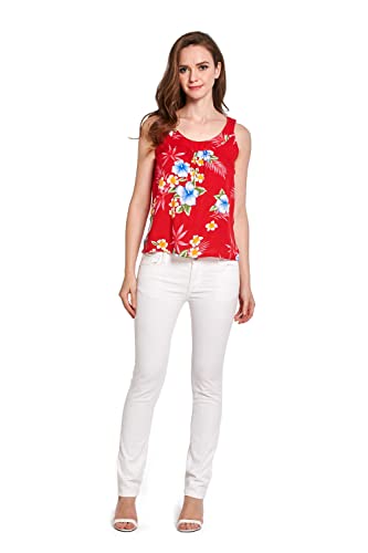 Image of Matchable Family Hawaiian Luau Men Women Girl Boy Clothes in Hibiscus Red