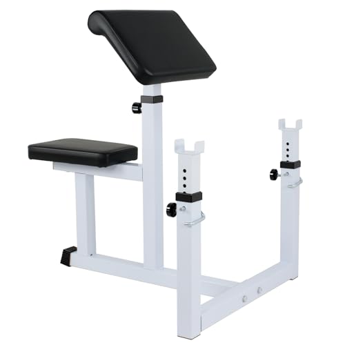 BBBuy Adjustable Arm Preacher Curl Bench Bicep Strengh Bench Seated Strenghthen Training Isolated Barbell Dumbell Biceps Station for Home Gym