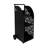 Kind Carrito de leña multifuncional, con 4 ruedas, 2 direccionables, carro de transporte y almacenamiento, 3 niveles de bandeja, de acero, capacidad total de 120 kg (Negro)
