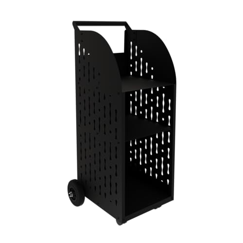 Carro Utilitario Multifuncional de Acero con 4 Ruedas, 2 Direccionales - Carro de Transporte y Almacenamiento, 3 Niveles de Bandeja - Carro Auxiliar para Cocina y Baño - Capacidad Total 120 kg (Negro)