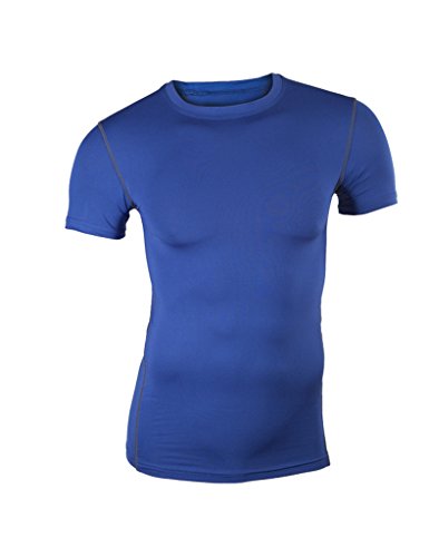 Legou Mens Simple Compression Lightweight T-Shirt Blue XXL