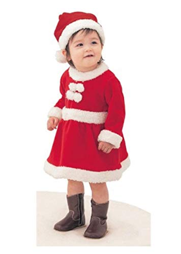 [UMBRANDED] サンタ コスプレ キッズ 子供用 男の子 女の子 3サイズ：80cm/90cm/100cm 上下2点セット 帽子付け サンタクロース コスチューム クリスマス 衣装 ベビー 着ぐるみ サンタコス 赤ちゃん 服 もこもこ仮装 子供服寝相 サンタクロース 仮装 プレゼント ワンピースサンタ 90cm 女の子