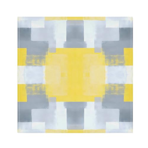Servilletas de Tela Abstractas de Arte Gris y Amarillo Pack de 6 miniatura 2