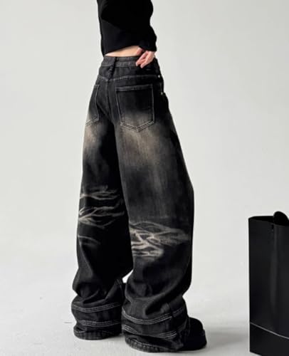 Y2k Baggy Jeans for Women Men Low Rise Straight Leg Denim Sweatpants Vintage Goth Clothes3