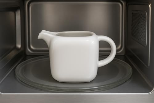 Image of White Porcelain 480 ml Gravy Pot Microwave and Dishwasher Safe for Serving Gravy, Sauce, Coffee, Tea, Milk (Mirakii 143)