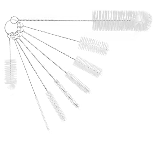 Brosse À Bouteille, Lot De 8 Brossettes De Nettoyage en Nylon pour Pailles Et Tuyaux, pour Bouteilles À Col Étroit, Biberons, Bocaux Et Bec De Théière...