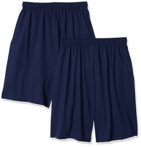 Hanes big boys jersey short (pack of 2), navy, s