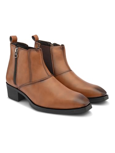 Image of Prolific Men's Chelsea Zipper /Chain Boots | High Ankle Boot| Formal, Office & Casual Wear Shoes | Soft Cushioned Insole, Slip-Resistance, Dynamic Feet Support, Arch Support & Shock Absorption