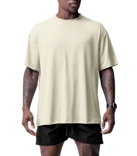 Surf et pêche sous le soleil en rash guard manches courtes. T-shirt maillot de bain beige L