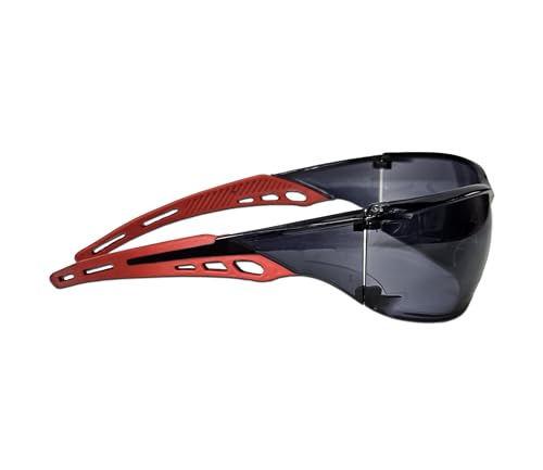 Image of THUNDERSTORM Safety Goggles Polycarbonate Lens Hard Coated Eye Protection Glasses Anti-Scratch Safety Glasses UV Protection Industrial, Bike riding, Cycling & Car Driving (Black /Red)