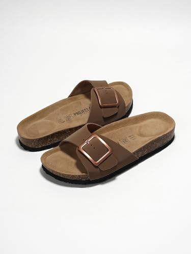 Image of Project Cloud 100% Genuine Leather Sandals Women Comfortable Womens Slides