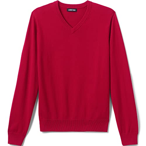 Lands' End School Uniform Men's Cotton Modal Fine Gauge V-Neck Sweater2