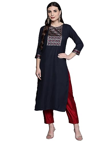 Image of INDO ERA Cotton Solid Straight Kurta for Women (ERERE3916)