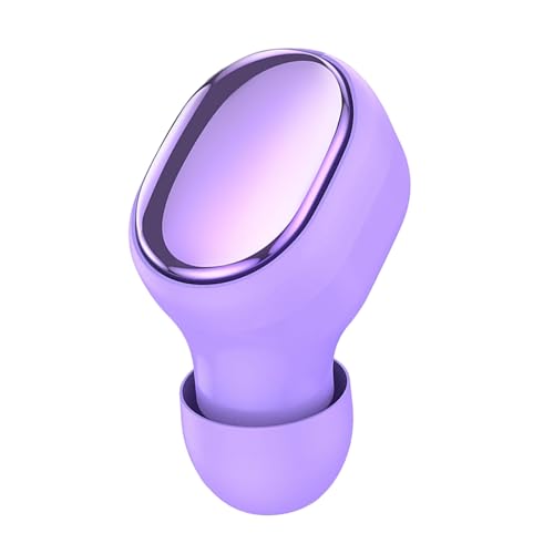 Mini Single Earbud 18 Hrs Playtime, Wireless Purple Invisible Tiny Earbuds, Wireless Bluetooth Phone Earpiece with Mic for Cell Phones, Handsfree Bluetooth Microphone Headset for iPhone Android