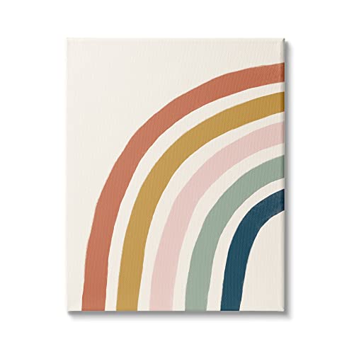 Stupell Industries Half Arch Children's Rainbow Boho Toned Stripes Canvas Wall Art, 24 x 30, Multi-Color