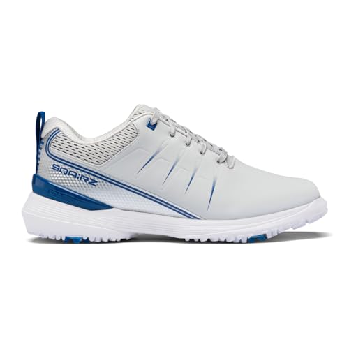 SQAIRZ SPEED2 Men's Athletic Golf Shoes, Designed for Balance & Performance, Replaceable Spikes, Waterproof, Golf Shoes Men with Spikes, Mens Footwear Grey/Blue 9.5