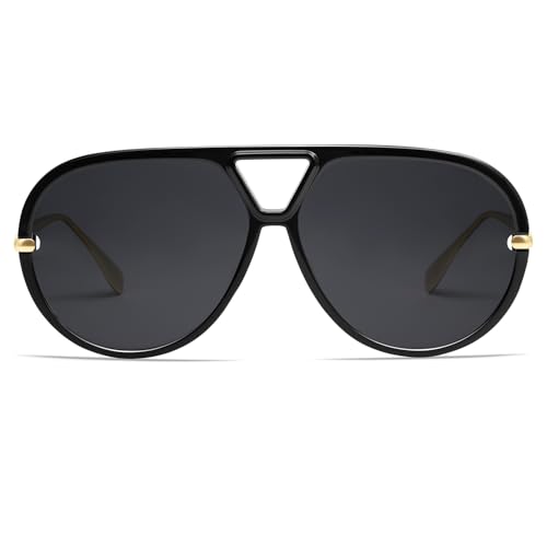 Image of VANLINKER Oversized Trendy Polarized Aviator Sunglasses for Women Men Retro Round Sunglasses Vintage Shield Shades VL9798