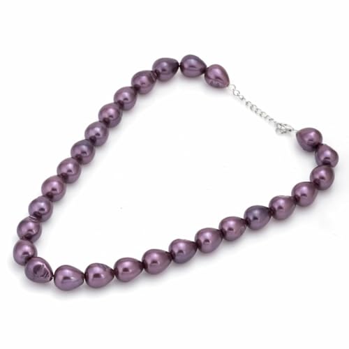 Image of OVANA Pearl Necklace | Fitted With Silver Lock | Gifts for Girlfriend | Gift for Sister, Bhabhi | Gifts for Women and Girls | Gift for Her | 925 Silver Hallmarked Lock (Sterling Silver, Purple, 10 mm)
