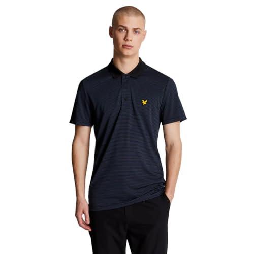 Lyle & Scott Mens Light Microstripe Polo Shirt - Dark Navy/Jet Black - M