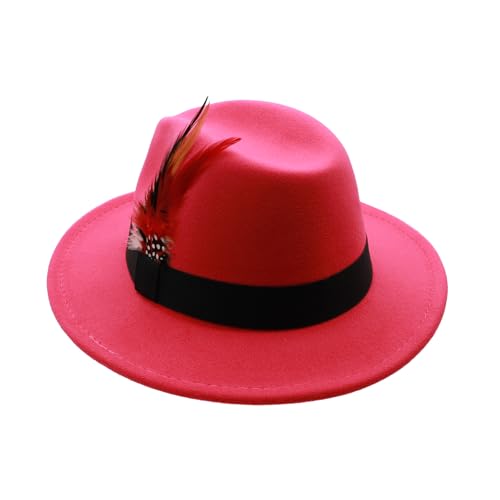 Image of Mens Fedora Hats Classic Wide Brim Fedora Hat for Women Men Dress Hats Panama Hat with Band