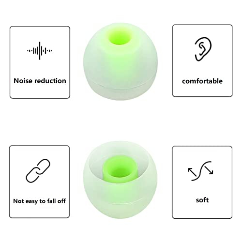 Image of Earbuds Replacement Tips Silicone Earbud Tips Ear Gels Fit for Inner Hole from 3.8mm - 5.1mm Earphones 9 Pairs S /M /L Clear Green
