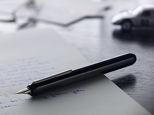 Image of Lamy dialog black - capless fountain pen with twist mechanism - 14 kt gold nib, partially platinum-plated & in size OB - incl. ink cartridge T 10 blue & converter Z 27 - right-handed