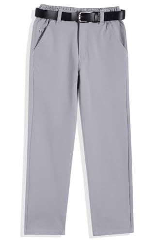 Image of CAVIO Boys Stretchable Solid Regular Fit Trousers with Belt