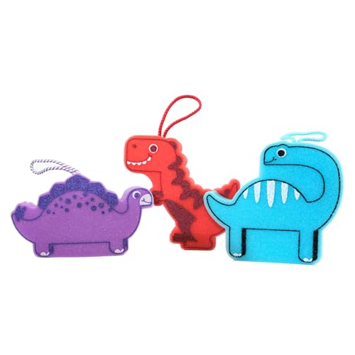 Bathtime Buddies Divertidas esponjas de Dinosaurio, Juguetes de baño para niños, Esponja de baño, Divertida y educativa, más de 3 años, Paquete de 3