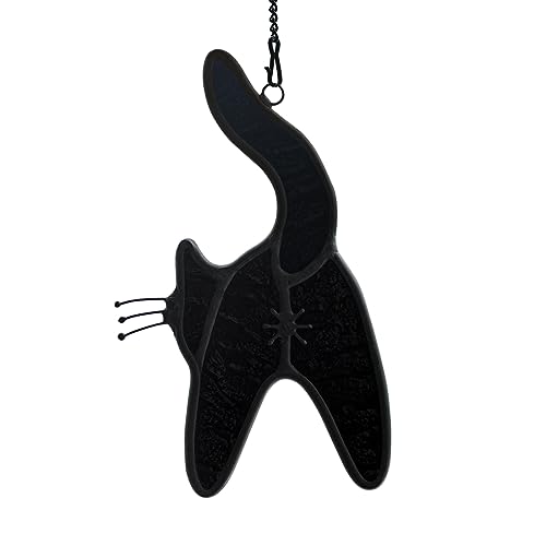 EPOGIFTS Black Cat Stained Glass Window Hanging - Cute Suncatcher, Funny Gifts for Cat Lovers Women - Decor for Livingroom, Bedroom, Kitchen