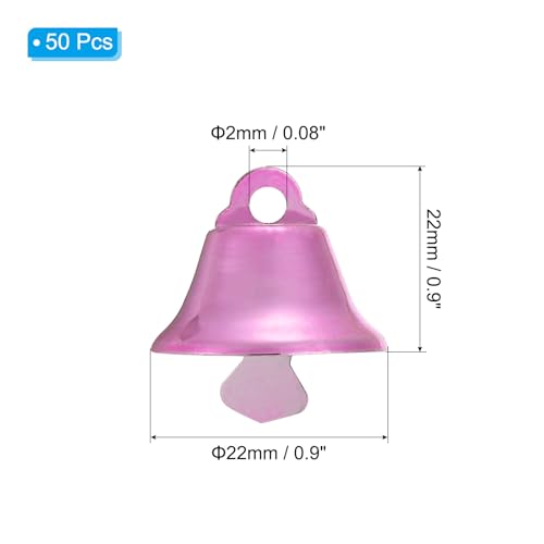 PATIKIL Mini Craft Bells, 50 Pcs Jingle Bells 0.9" Metal Hanging Bells for DIY Party Wedding Home Decoration Christmas, Pink - Image 2