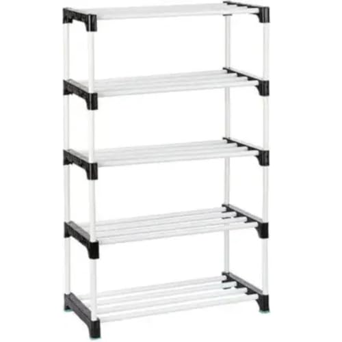 Image of NILUX Durable Adjustable Plastic Bookshelf with Sturdy Shelves for Books, Toys, Decor, and Daily Essentials Storage (White, Medium, 5)