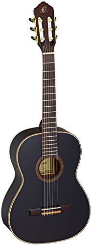 Ortega Guitars R221BK-7/8 Nylon 6-String Guitar with Spruce Top, Mahogany Body, Black Gloss