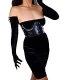 [UpdateClassic] ベロア グローブ スーパーロング グローブ 70ｃｍ 手袋 華麗風 エレガント ブライダル ウェディング コスチューム コスプレ小物 クリスマス ハロウィン パーティー (ブラック)