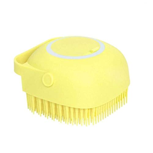 Legend Jam Reusable Silicone Body Scrubber Bath Exfoliating Shower Brush Soft Bristle Massager with Fill Soap Dispenser For Gentle Scrub Smoother Skin Scalp Body Wash Massage Hair Comb (Yellow)
