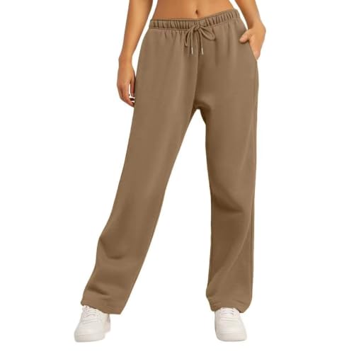Pantalon ample femme taille élastique haute cordon de serrage jogging fluide