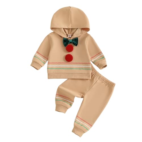 Image of LIOMENGZI Infant Baby Boy Fall Winter Clothes Outfits Hooded Long Sweatshirt Pants Set Toddler Clothes 6 12 18 24 Months 2T