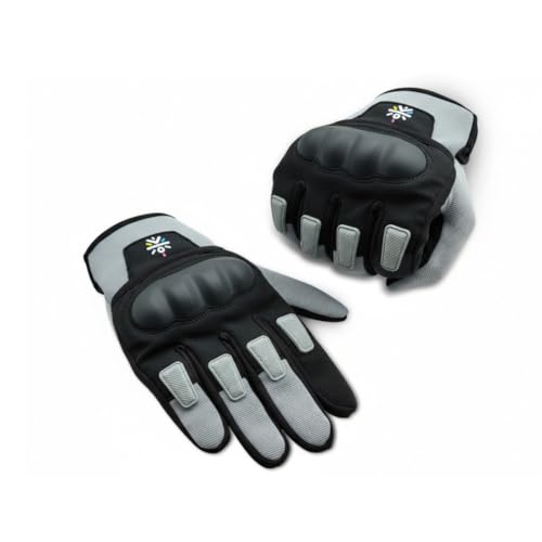 CULT Rider Bike Riding Gloves Full Finger Motorcycle & Cycling Gloves with Sloping Knuckle Protection Touchscreen Compatible Fingertips Suede Padding Anti-Slip Grip Breathable Comfort Grey/Black XL