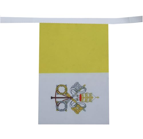Image of AZ FLAG Vatican City 6 meters BUNTING Flag 20 flags 9'' x 6'' - Vatican STRING flags 15 x 21 cm