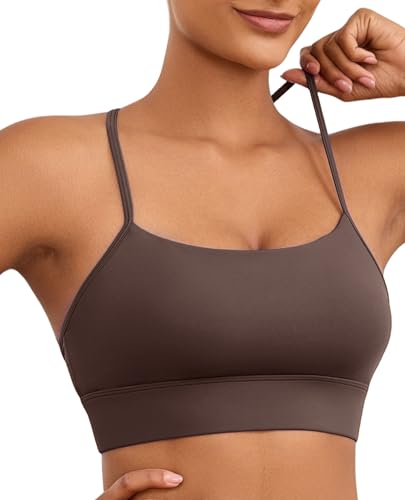 Image of Womens Y-Back Sports Bra, Weightless Padded Yoga Bra, Spaghetti Strap Low Impact Gym Top for Workout & Daily Wear