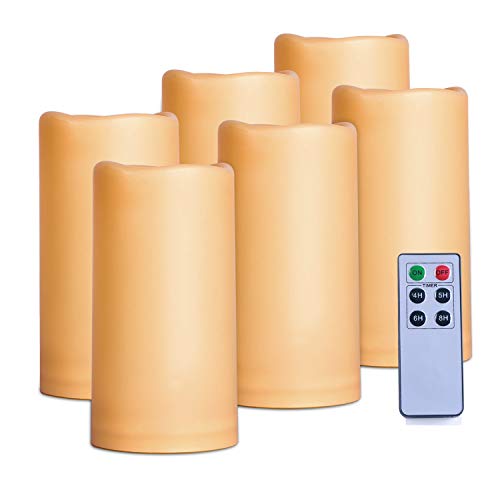 Amagic 6" x 3" Outdoor Waterproof Flameless Candles - Set of 6, Battery