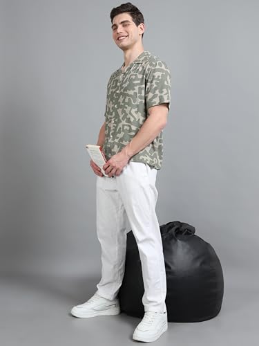 Image of StitchX Men's Half Sleeve Camo Printed Linen Look Shirt