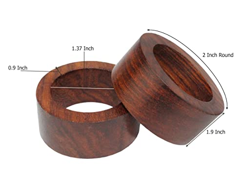 COTTON CRAFT Wood Napkin Rings - Set of 12 - Handmade Dining Table Napkin Holder - Classic Everyday Harvest Autumn Fall Thanksgiving Holiday Christmas Festive Party Gift Farmhouse Décor -Dark Natural - Thumbnail 3